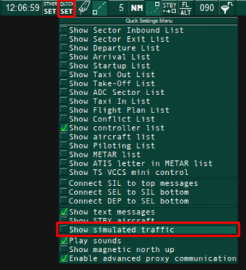 EuroScope Show Simulated Traffic