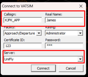 VRC Connection Dialogue